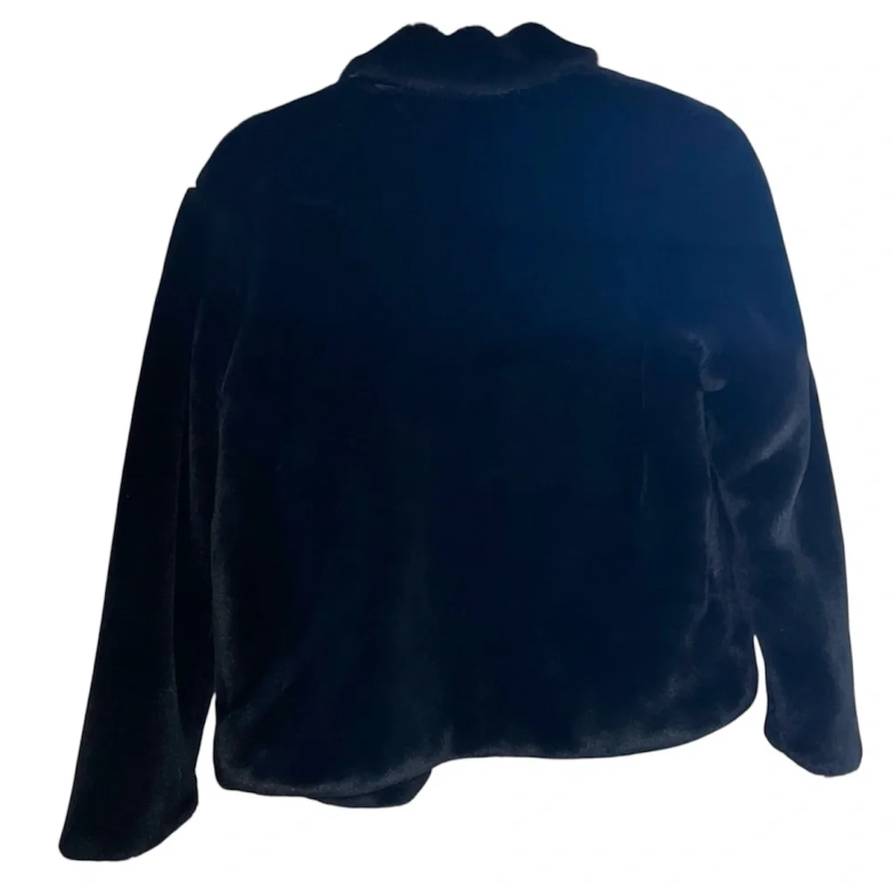 GAP Black Faux Fur Coat Girls XL Bomber Teddie Jacket Lined Winter Fall Warm